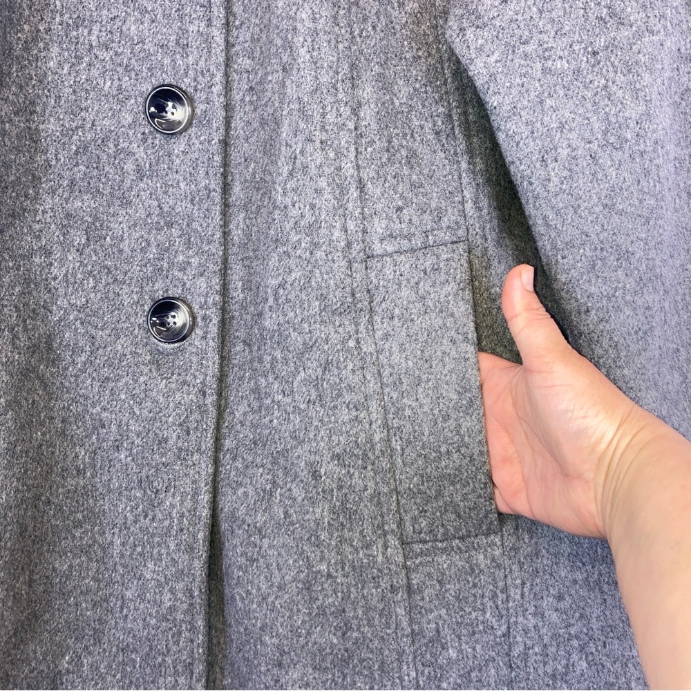 East 5th Coat Women’s Gray Plaid Scarf Button Down Size 2XL Wool Blend Pockets - Picture 4 of 16